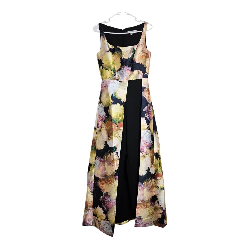 Kay Unger‎ Size 2 Mattie Walk Thru Jumpsuit Marigold Floral Elegant Formal